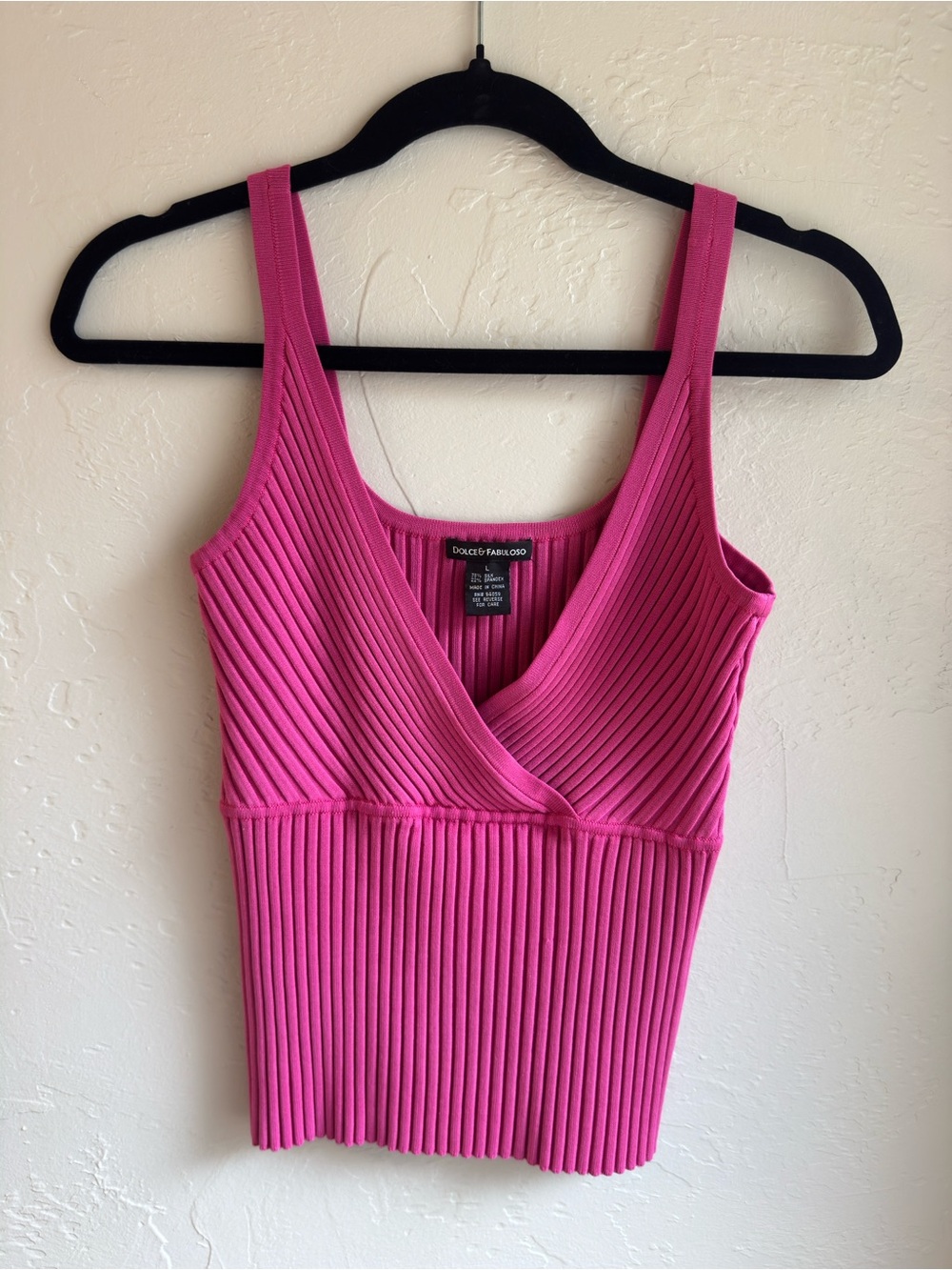 Vintage - Dolce Fabuloso - Hot Pink Ribbed Silk Knit Tank Top